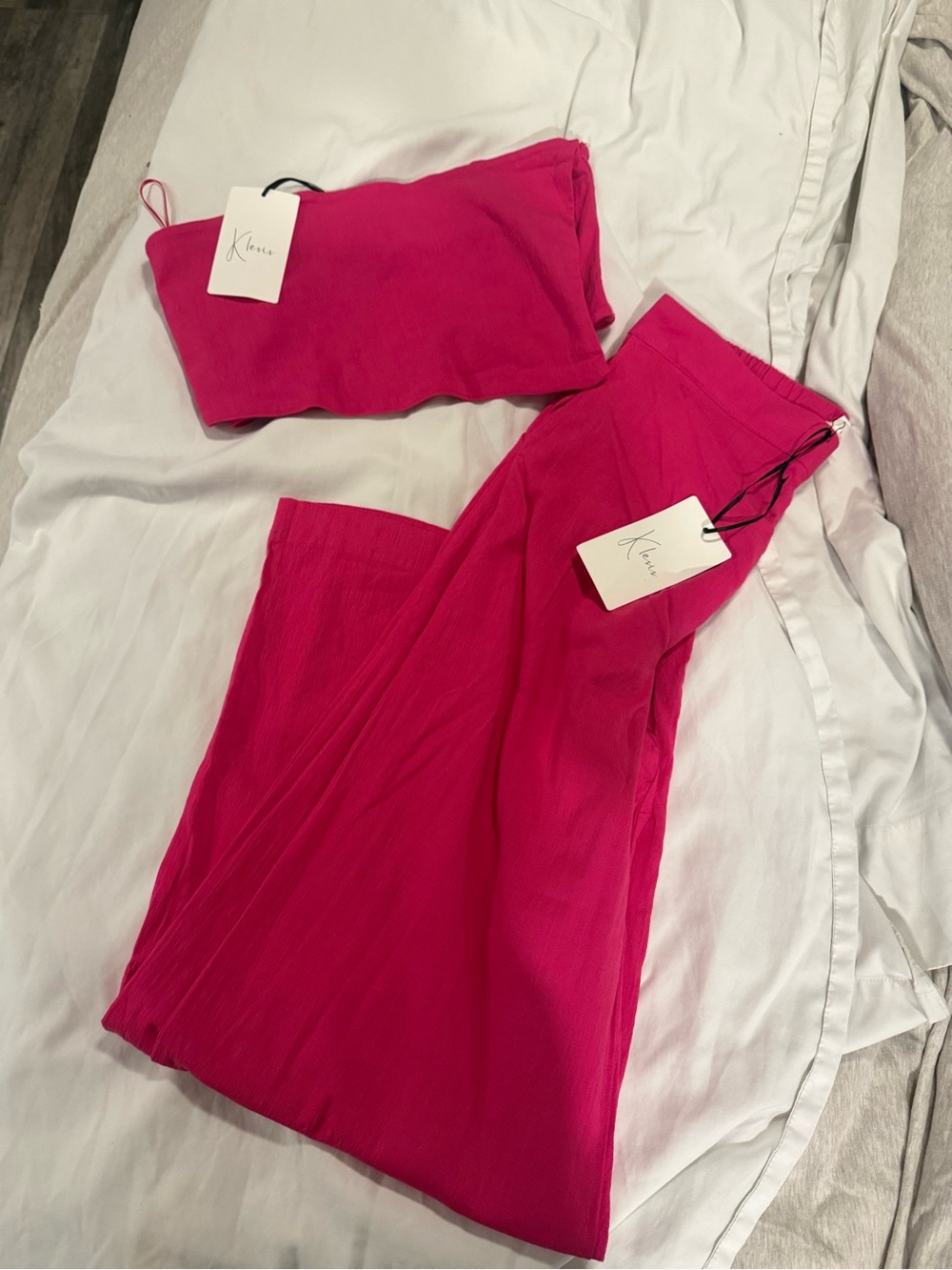 NWT Klesis tube top crinkle pant set
